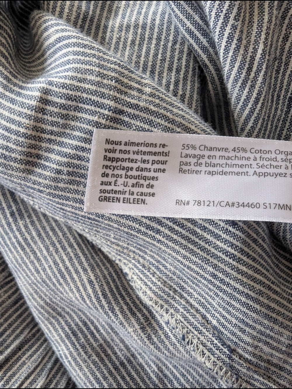 Eileen Fisher Blue and White Striped Cropped Pants - Picture 8 of 9